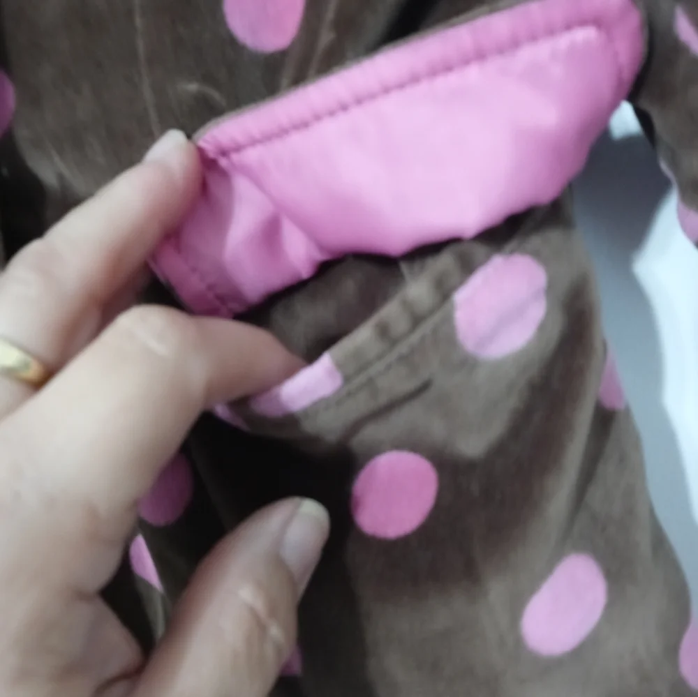 Mini Boden girls 4-5yr Brown/Pink Velour Double Breasted Long Sleeve Dress Coat